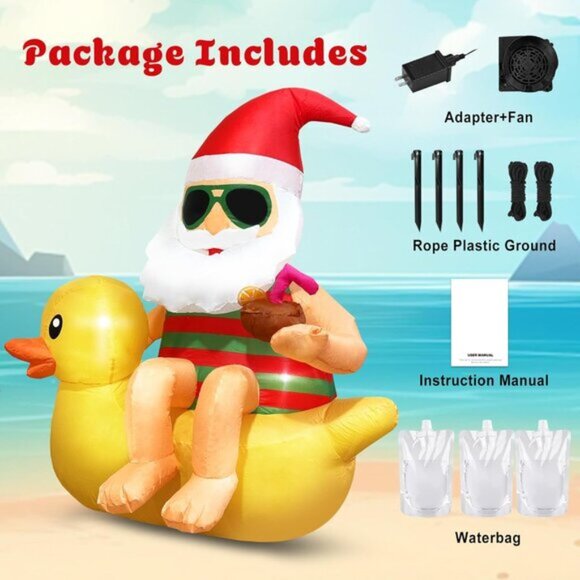 🆕4.5FT Christmas Inflatables Cute Blow Up Duck Santa Claus Outdoor Decorations - Picture 7 of 10
